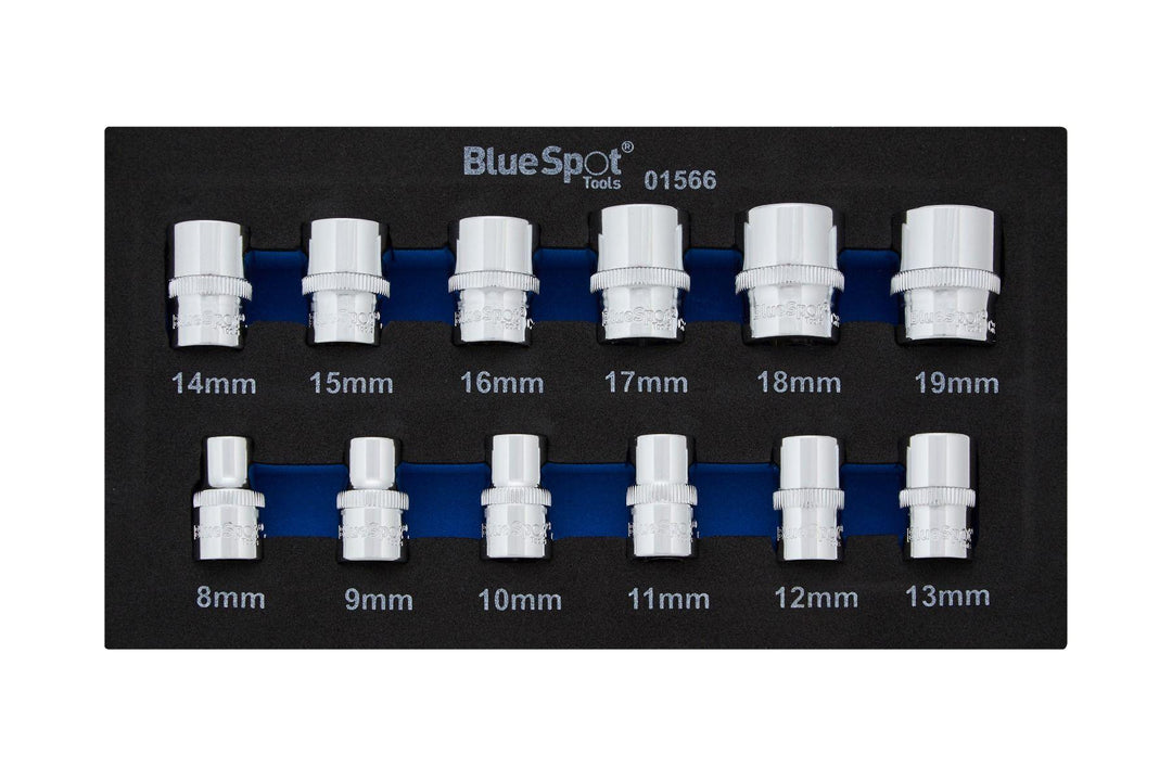 BLUE SPOT TOOLS 12 PCE 3/8" METRIC SHALLOW SOCKETS (8-19MM) (EVA FOAM) - Premium Automotive from BLUE SPOT - Just £13.95! Shop now at Bargain LAB