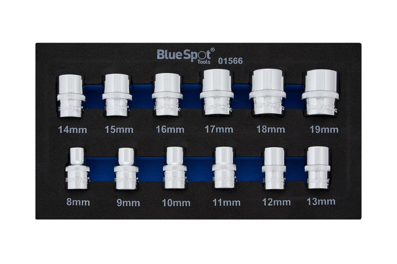 BLUE SPOT TOOLS 12 PCE 3/8" METRIC SHALLOW SOCKETS (8-19MM) (EVA FOAM) - Premium Automotive from BLUE SPOT - Just £13.95! Shop now at Bargain LAB