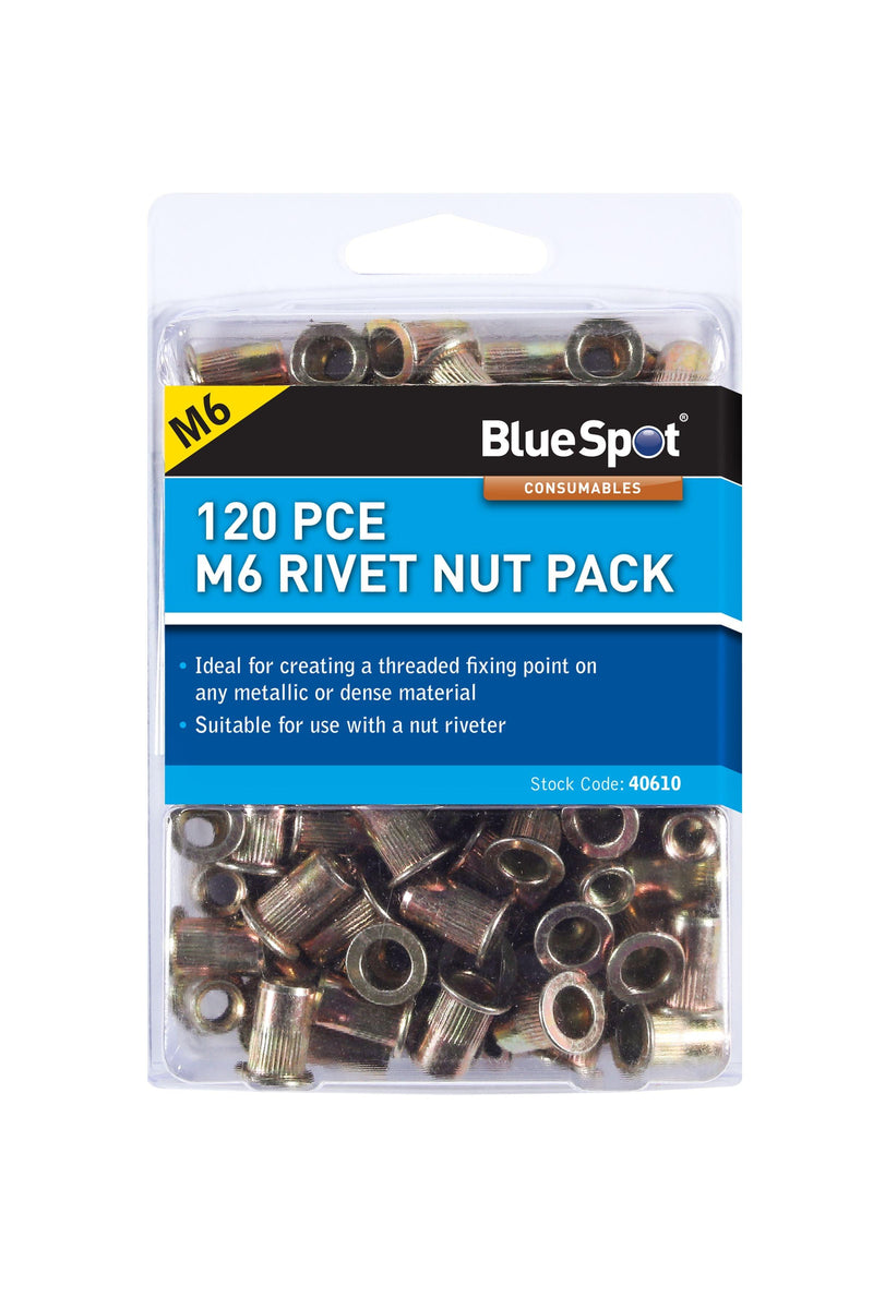 BLUE SPOT TOOLS 120 PCE M6 RIVET NUT PACK - Premium Engineering and Metalwork from BLUE SPOT - Just £7.99! Shop now at Bargain LAB