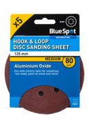 BLUE SPOT TOOLS 125MM 5 PACK 80 GRIT SANDING DISC - Premium Abrasives from BLUE SPOT - Just £3.99! Shop now at Bargain LAB