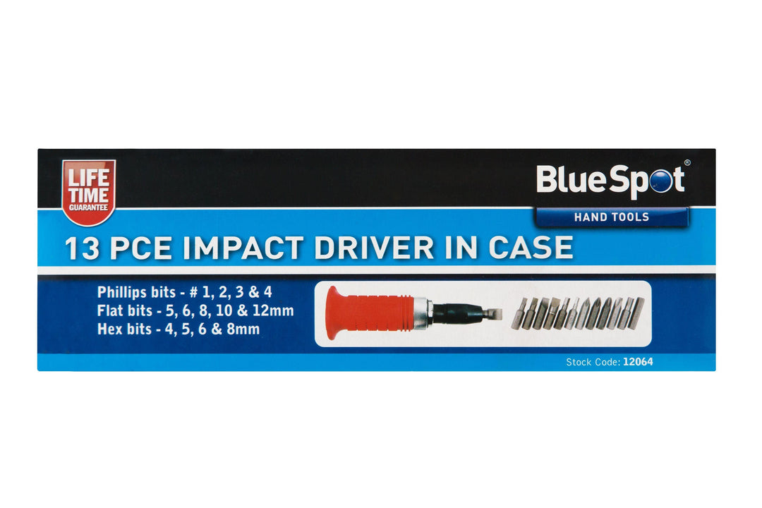 BLUE SPOT TOOLS 13 PCE IMPACT DRIVER IN CASE - Premium Hand Tools from BLUE SPOT - Just £12.99! Shop now at Bargain LAB
