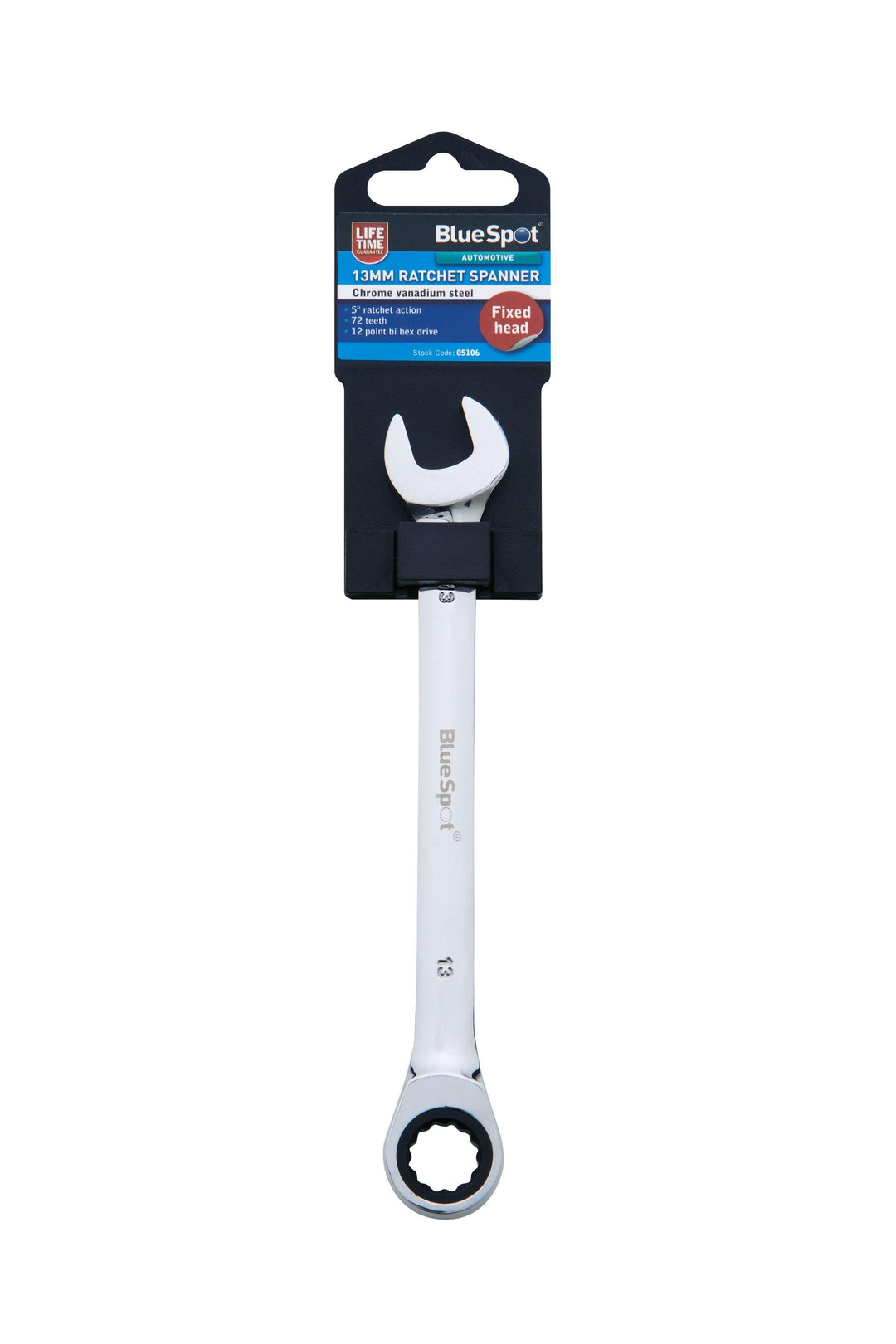 BLUE SPOT TOOLS 13MM CHROME VANADIUM RATCHET SPANNER FIXED HEAD - Premium Automotive from BLUE SPOT - Just £8.95! Shop now at Bargain LAB