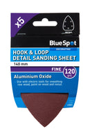 BLUE SPOT TOOLS 140MM 5 PACK 120 GRIT DETAIL SANDING SHEETS - Premium Abrasives from BLUE SPOT - Just £3.99! Shop now at Bargain LAB
