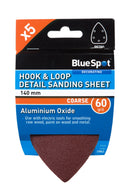 BLUE SPOT TOOLS 140MM 5 PACK 60 GRIT DETAIL SANDING SHEETS - Premium Abrasives from BLUE SPOT - Just £4.19! Shop now at Bargain LAB