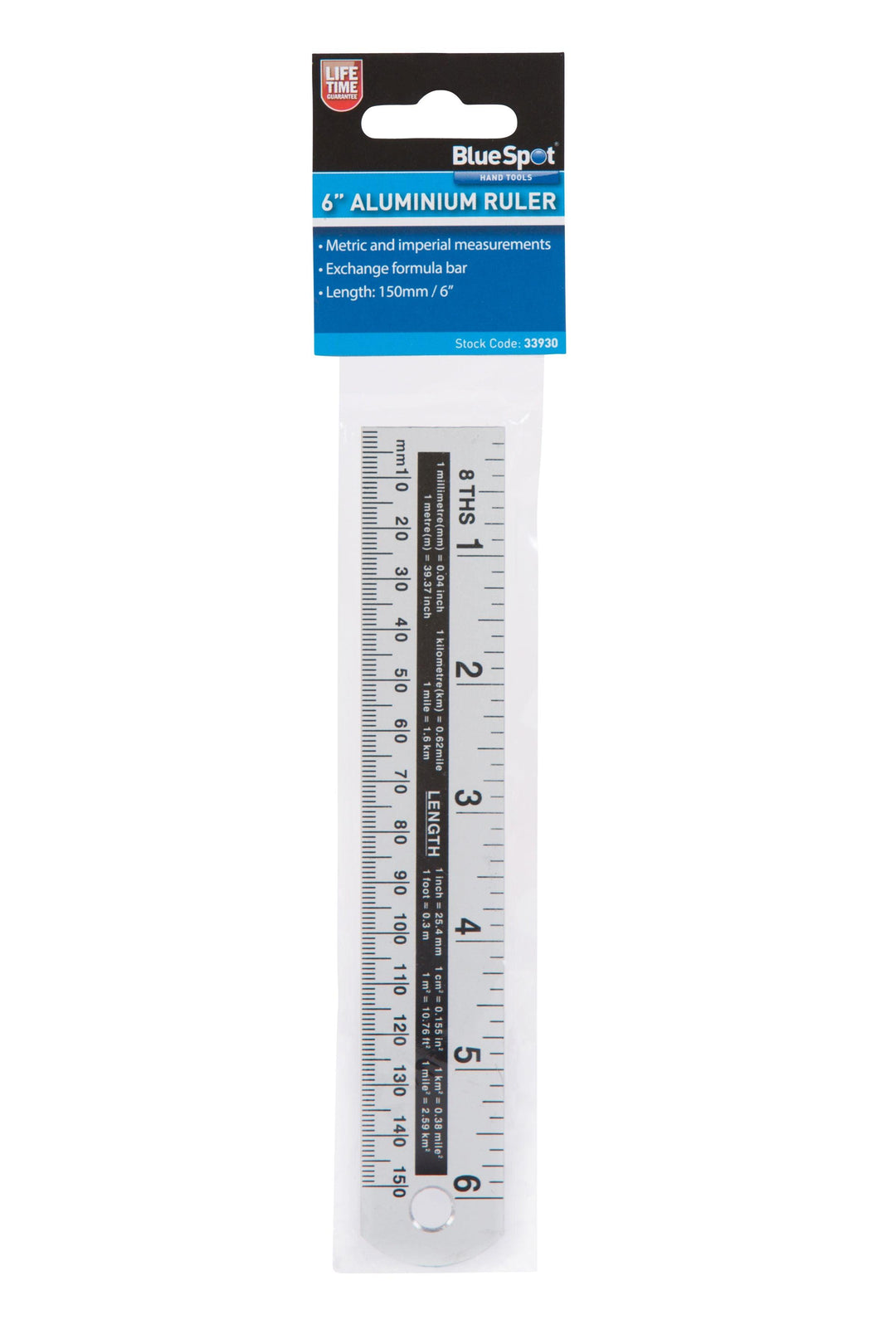BLUE SPOT TOOLS 150MM (6") ALUMINIUM RULER - Premium Hand Tools from BLUE SPOT - Just £4.45! Shop now at Bargain LAB