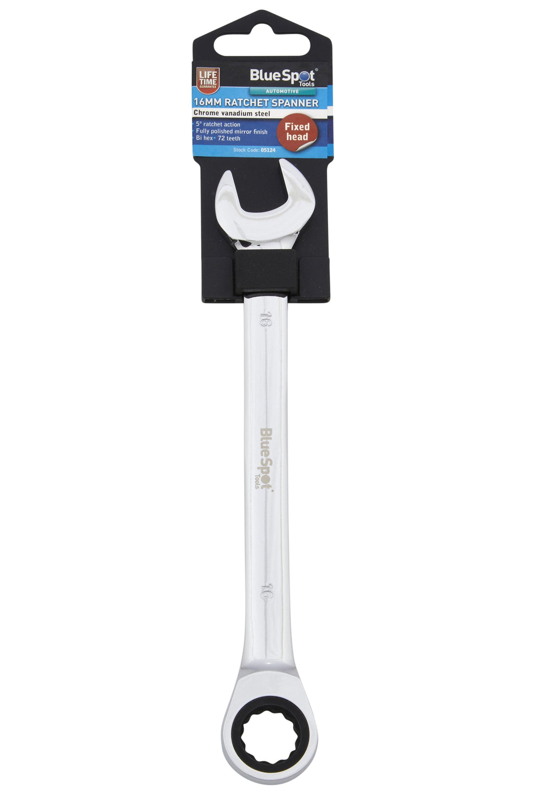 BLUE SPOT TOOLS 16MM CHROME VANADIUM RATCHET SPANNER FIXED HEAD - Premium Automotive from BLUE SPOT - Just £8.49! Shop now at Bargain LAB