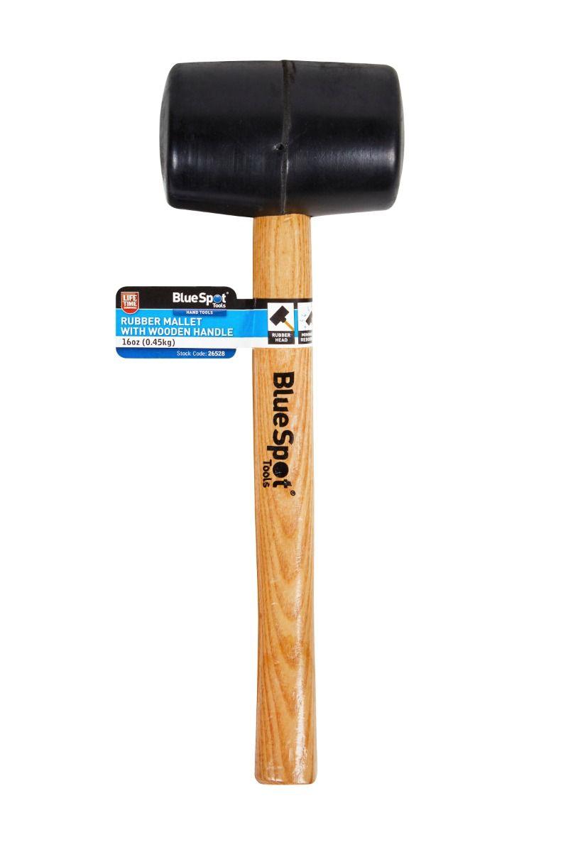 BLUE SPOT TOOLS 16OZ (0.45KG) BLACK RUBBER MALLET WITH WOODEN HANDLE - Premium Hand Tools from BLUE SPOT - Just £6.55! Shop now at Bargain LAB