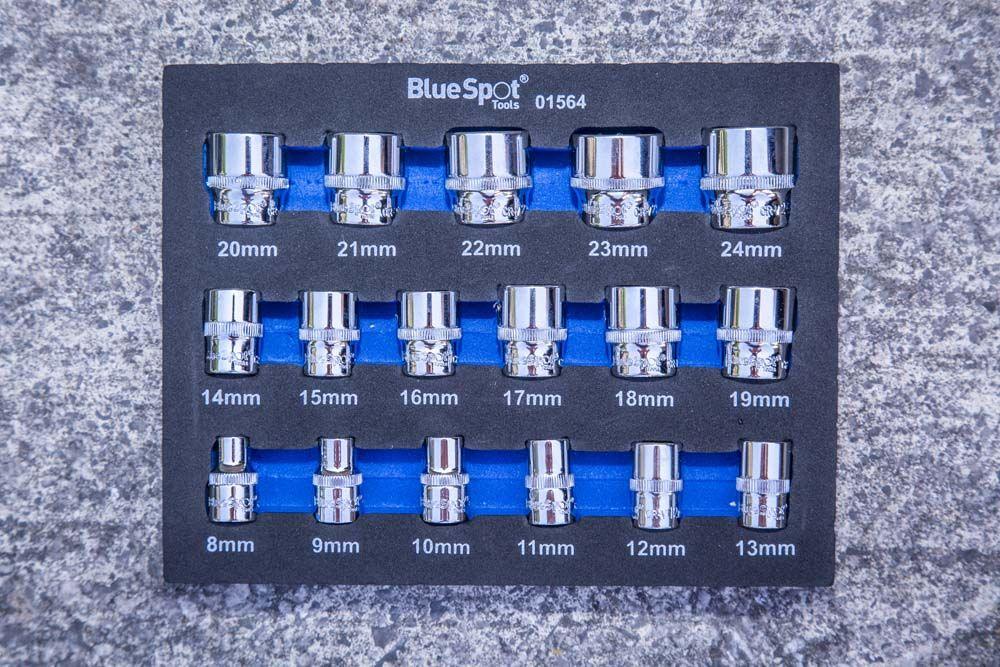 BLUE SPOT TOOLS 17 PCE 3/8" METRIC SHALLOW SOCKETS (8-24MM) (EVA FOAM) - Premium Automotive from BLUE SPOT - Just £18.99! Shop now at Bargain LAB