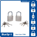 BLUE SPOT TOOLS 2 PCE 30MM SATIN FINISH KEYED ALIKE PADLOCKS - Premium Security from BLUE SPOT - Just £9.49! Shop now at Bargain LAB