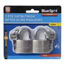 BLUE SPOT TOOLS 2 PCE 40MM SATIN FINISH KEYED ALIKE PADLOCKS - Premium Security from BLUE SPOT - Just £10.45! Shop now at Bargain LAB