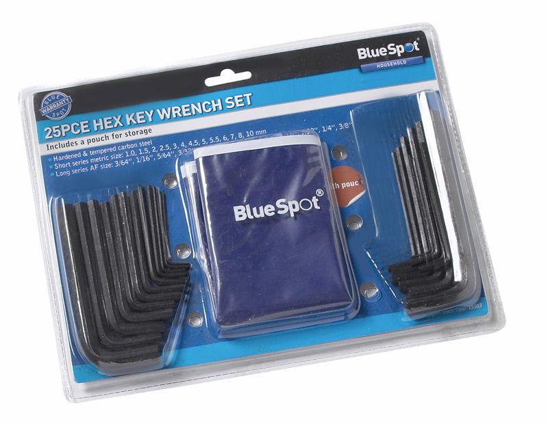 BLUE SPOT TOOLS 25 PCE METRIC AND IMPERIAL HEX KEY WRENCH SET WITH POUCH (1-10MM) (3/64"-3/8") - Premium Hand Tools from BLUE SPOT - Just £8.99! Shop now at Bargain LAB