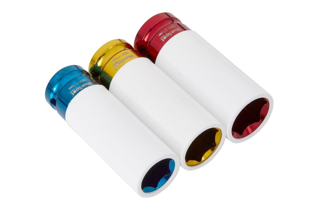 BLUE SPOT TOOLS 3 PCE 1/2" ALLOY WHEEL IMPACT SOCKETS (17, 19, 21MM) - Premium Automotive from BLUE SPOT - Just £19.99! Shop now at Bargain LAB