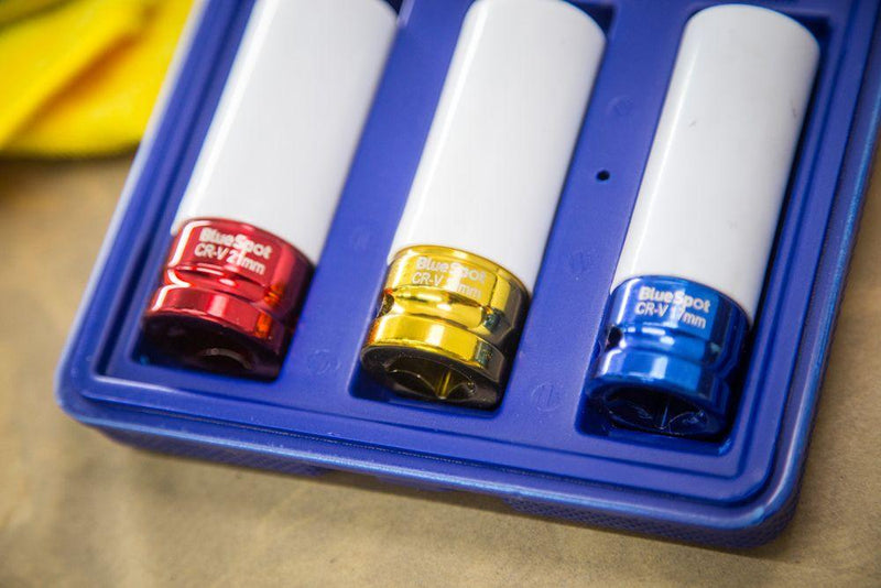 BLUE SPOT TOOLS 3 PCE 1/2" ALLOY WHEEL IMPACT SOCKETS (17, 19, 21MM) - Premium Automotive from BLUE SPOT - Just £19.99! Shop now at Bargain LAB