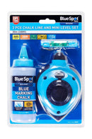 BLUE SPOT TOOLS 30MTR (100FT) 3PCE CHALK LINE AND MINI LEVEL SET - Premium Building Tools from BLUE SPOT - Just £8.65! Shop now at Bargain LAB