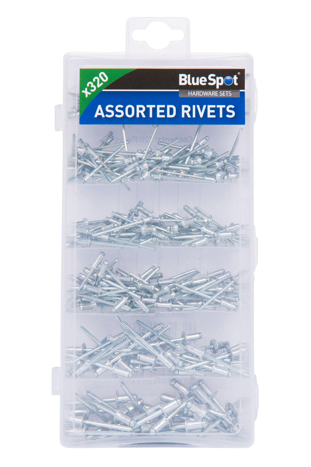 Blue Point Rivet Kit BLUE SPOT TOOLS 320 PCE ASSORTED BLIND RIVET SET (2.4MM, 3.2MM, 4.0MM ...