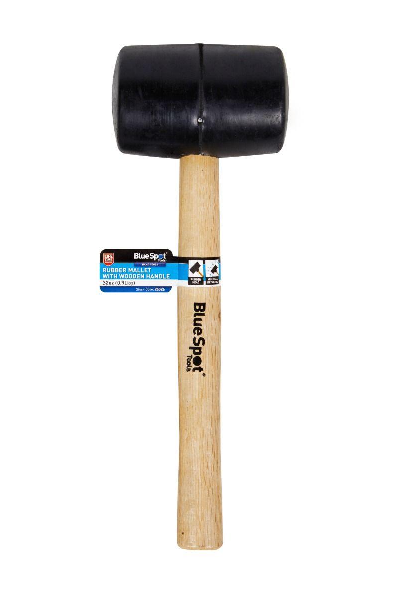 BLUE SPOT TOOLS 32OZ (0.91KG) BLACK RUBBER MALLET WITH WOODEN HANDLE - Premium Hand Tools from BLUE SPOT - Just £8.29! Shop now at Bargain LAB
