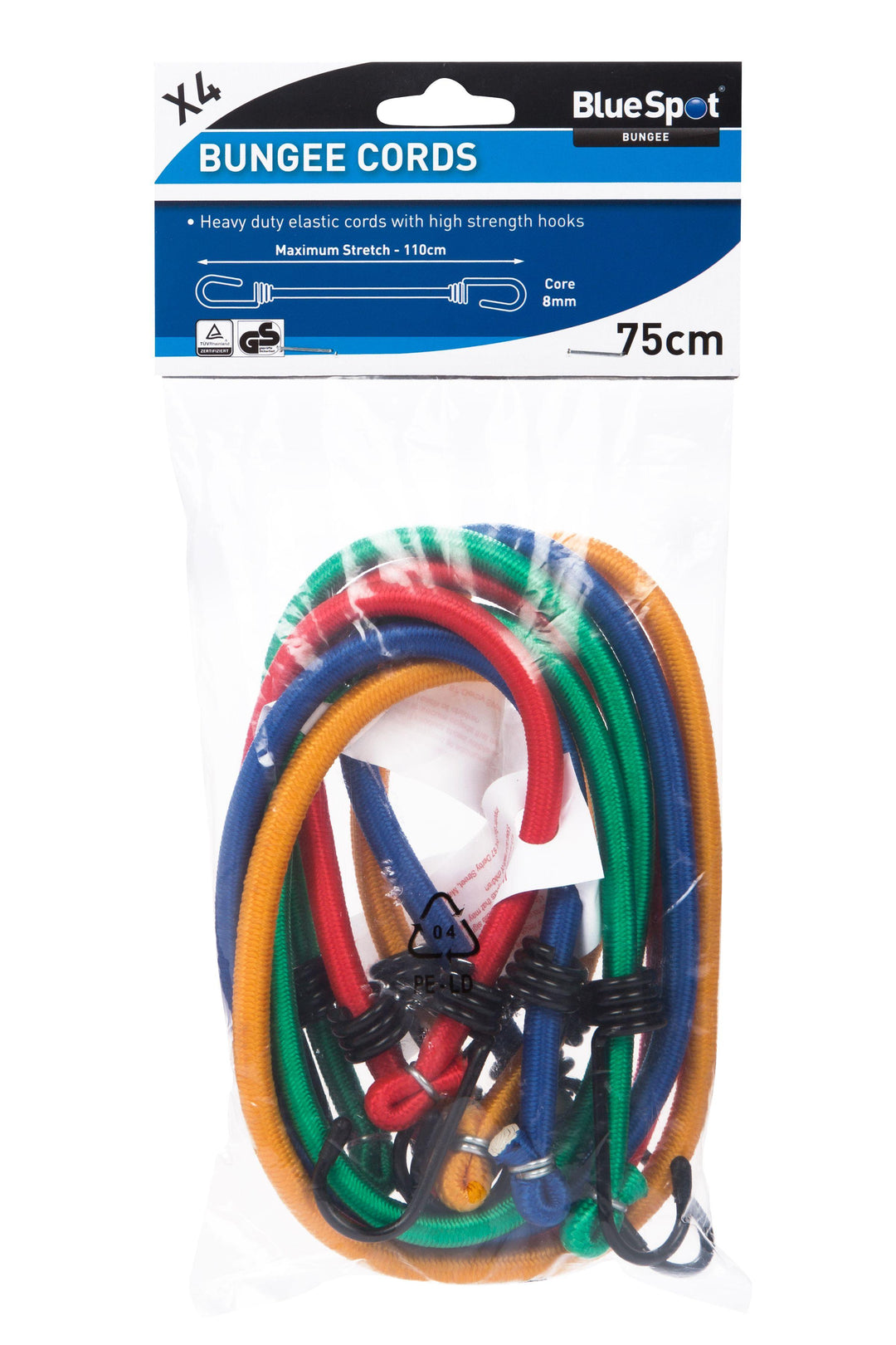 BLUE SPOT TOOLS 4 PCE 75CM BUNGEE CORDS - Premium Bungees & Tie Downs from BLUE SPOT - Just £6.45! Shop now at Bargain LAB