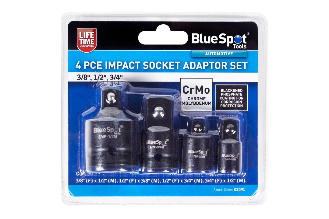 BLUE SPOT TOOLS 4 PCE IMPACT SOCKET ADAPTOR SET (3/8", 1/2", 3/4") - Premium Automotive from BLUE SPOT - Just £15.99! Shop now at Bargain LAB