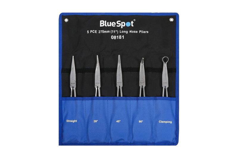 BLUE SPOT TOOLS 5 PCE 275MM (11") LONG NOSE PLIERS IN WALLET - Premium Hand Tools from BLUE SPOT - Just £29.99! Shop now at Bargain LAB