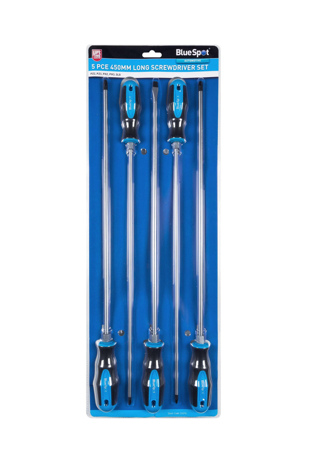 BLUE SPOT TOOLS 5 PCE 450MM LONG SCREWDRIVER SET - Premium Hand Tools from BLUE SPOT - Just £23.99! Shop now at Bargain LAB