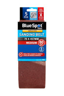 BLUE SPOT TOOLS 5 PCE 75 X 457MM SANDING BELT 80 GRIT - Premium Abrasives from BLUE SPOT - Just £6.89! Shop now at Bargain LAB