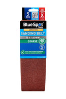 BLUE SPOT TOOLS 5 PCE 75 X 533MM SANDING BELT 40 GRIT - Premium Abrasives from BLUE SPOT - Just £7.29! Shop now at Bargain LAB