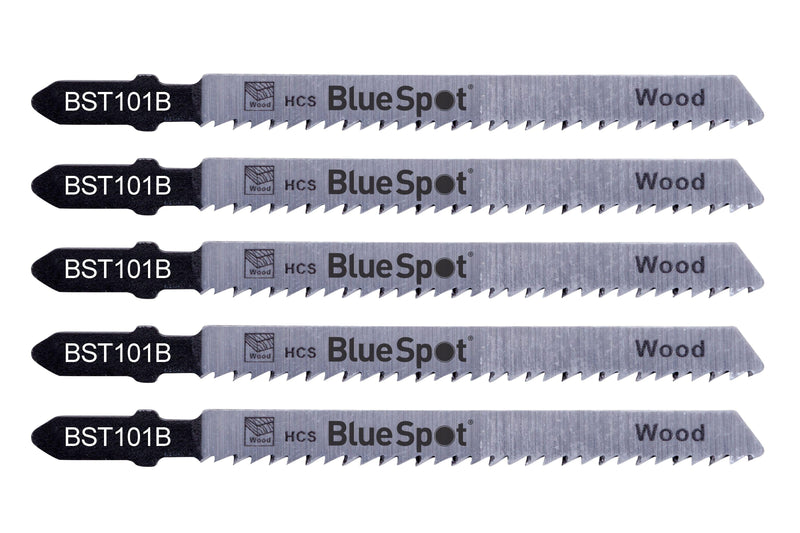 BLUE SPOT TOOLS 5 PCE HCS CLEAN CUT JIGSAW BLADES FOR WOOD (10 TPI) - Bargain LAB
