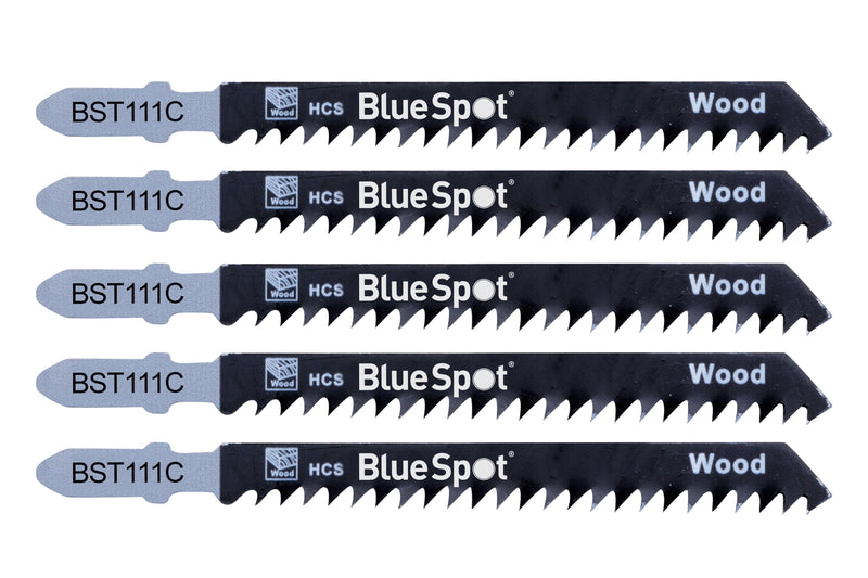 BLUE SPOT TOOLS 5 PCE HCS QUICK CUT JIGSAW BLADES FOR WOOD (8 TPI) - Bargain LAB