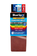 BLUE SPOT TOOLS 5 PCE MIXED 75 X 457MM SANDING BELT - Premium Abrasives from BLUE SPOT - Just £6.99! Shop now at Bargain LAB