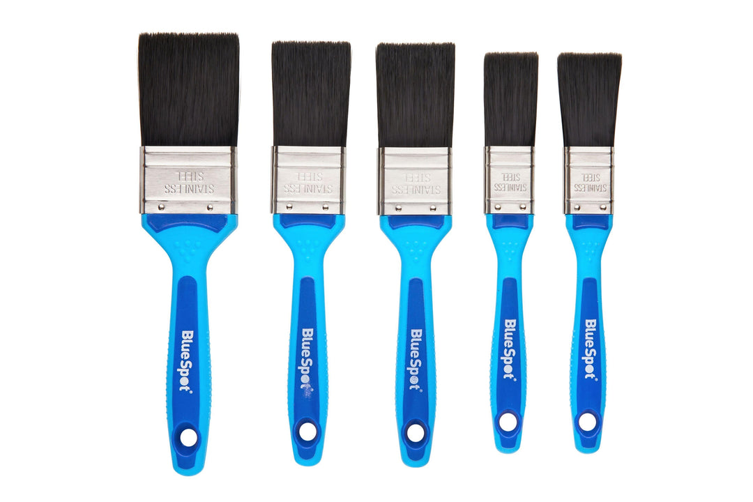 BLUE SPOT TOOLS 5 PCE SYNTHETIC PAINT BRUSH SET WITH SOFT GRIP HANDLE (2 PCE 1", 2 PCE 1 1/2", 1 PCE 2") - Premium Decorating from BLUE SPOT - Just £8.49! Shop now at Bargain LAB