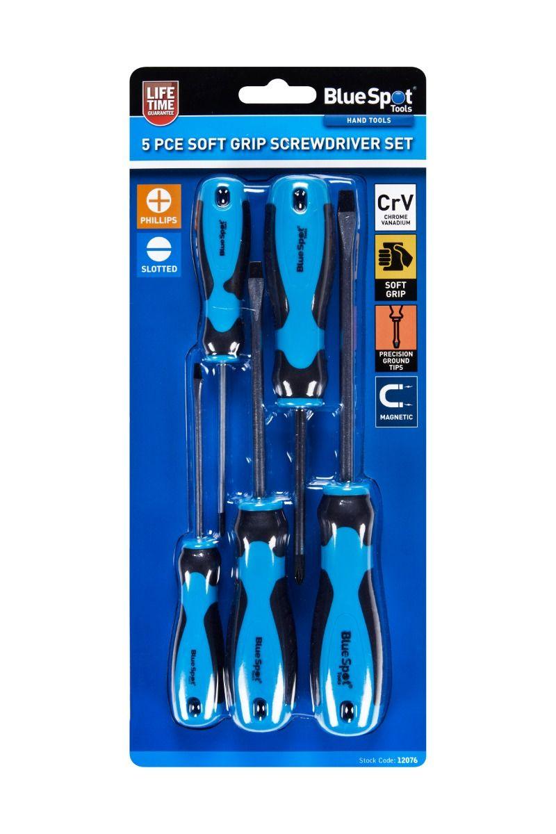 BLUE SPOT TOOLS 5PCE SOFT GRIP SCREWDRIVER SET - Premium Hand Tools from BLUE SPOT - Just £6.99! Shop now at Bargain LAB