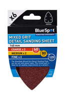 BLUE SPOT TOOLS 6 PACK 140MM MIXED GRIT DETAIL SANDING SHEETS - Premium Abrasives from BLUE SPOT - Just £4.29! Shop now at Bargain LAB