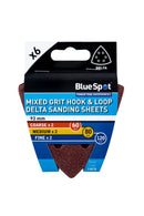 BLUE SPOT TOOLS 6 PACK 93MM MIXED GRIT DELTA SANDING SHEETS - Premium Abrasives from BLUE SPOT - Just £3.99! Shop now at Bargain LAB