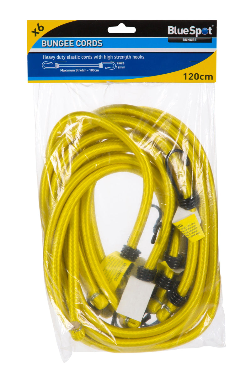 BLUE SPOT TOOLS 6 PCE 120CM BUNGEE CORD SET - Premium Bungees & Tie Downs from BLUE SPOT - Just £11.99! Shop now at Bargain LAB