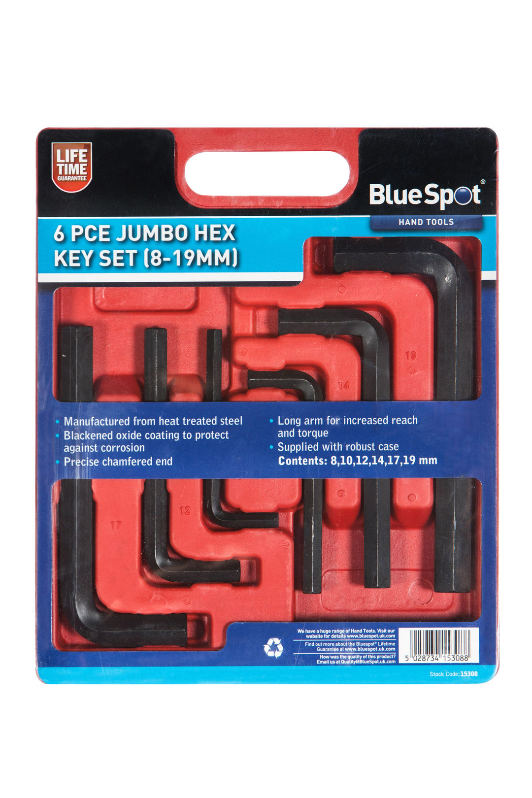 BLUE SPOT TOOLS 6 PCE JUMBO HEX KEY SET (8-19MM) - Premium Hand Tools from BLUE SPOT - Just £20.99! Shop now at Bargain LAB