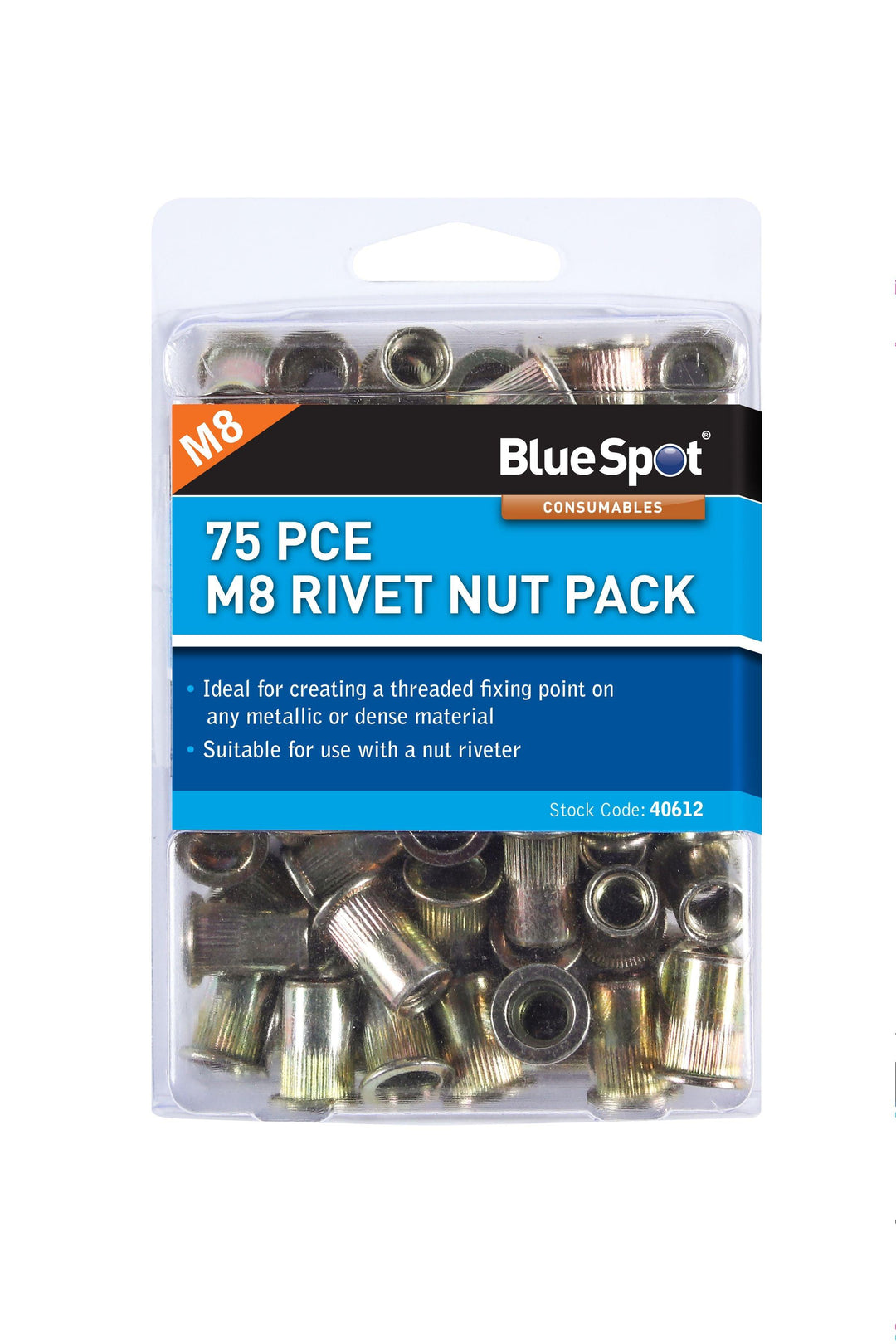 Blue Point Rivet Kit BLUE SPOT TOOLS 75 PCE M8 RIVET NUT PACK | Best Price in 2024 at ...
