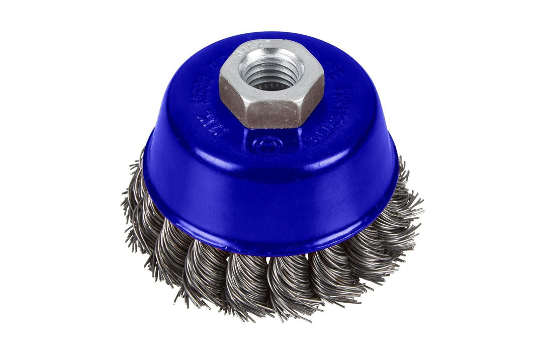 BLUE SPOT TOOLS 75MM (3") M14 X 2 TWIST KNOT WIRE CUP BRUSH - Bargain LAB