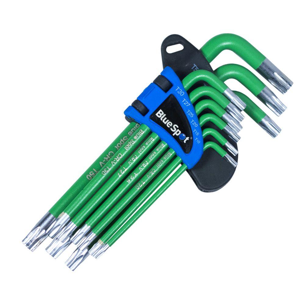 BLUE SPOT TOOLS 9 PCE LONG ARM TAMPER PROOF TORX KEY SET (T10-T50) - Premium Hand Tools from BLUE SPOT - Just £12.65! Shop now at Bargain LAB