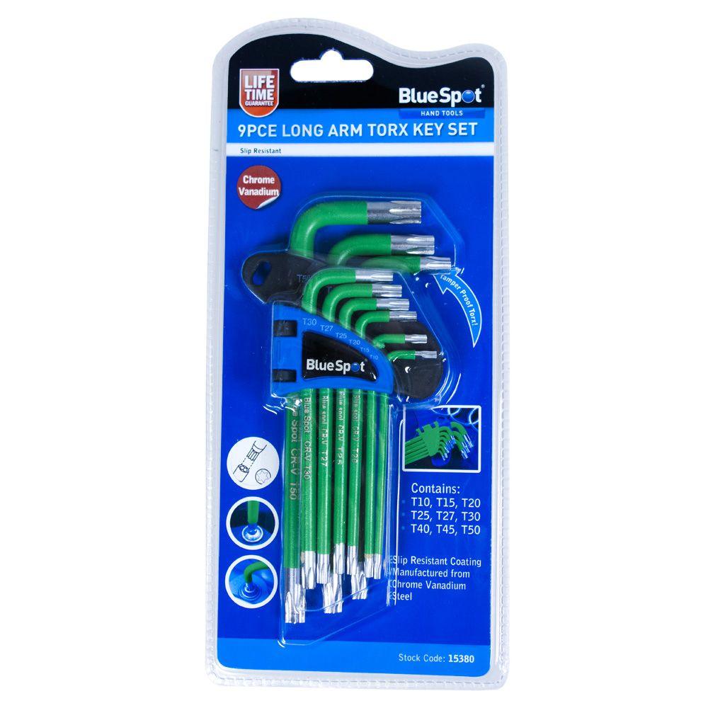 BLUE SPOT TOOLS 9 PCE LONG ARM TAMPER PROOF TORX KEY SET (T10-T50) - Premium Hand Tools from BLUE SPOT - Just £12.65! Shop now at Bargain LAB