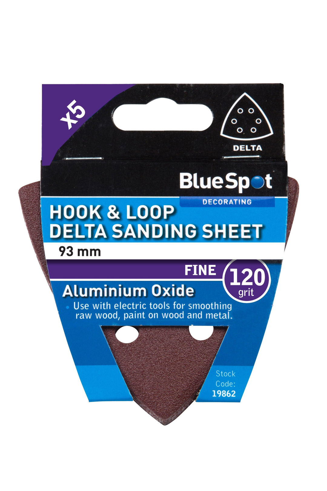 BLUE SPOT TOOLS 93MM 5 PACK 120 GRIT DELTA SANDING SHEETS - Premium Abrasives from BLUE SPOT - Just £3.99! Shop now at Bargain LAB