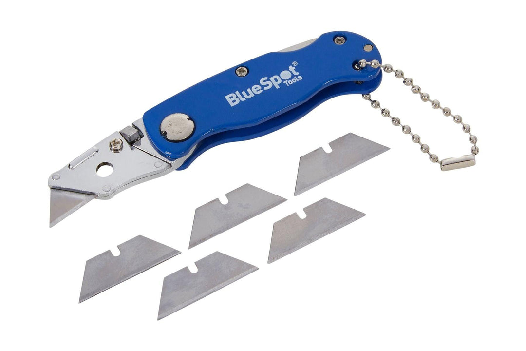BLUE SPOT TOOLS MINI FOLDING UTILITY KNIFE WITH BLADES - Premium Hand Tools from BLUE SPOT - Just £6.99! Shop now at Bargain LAB