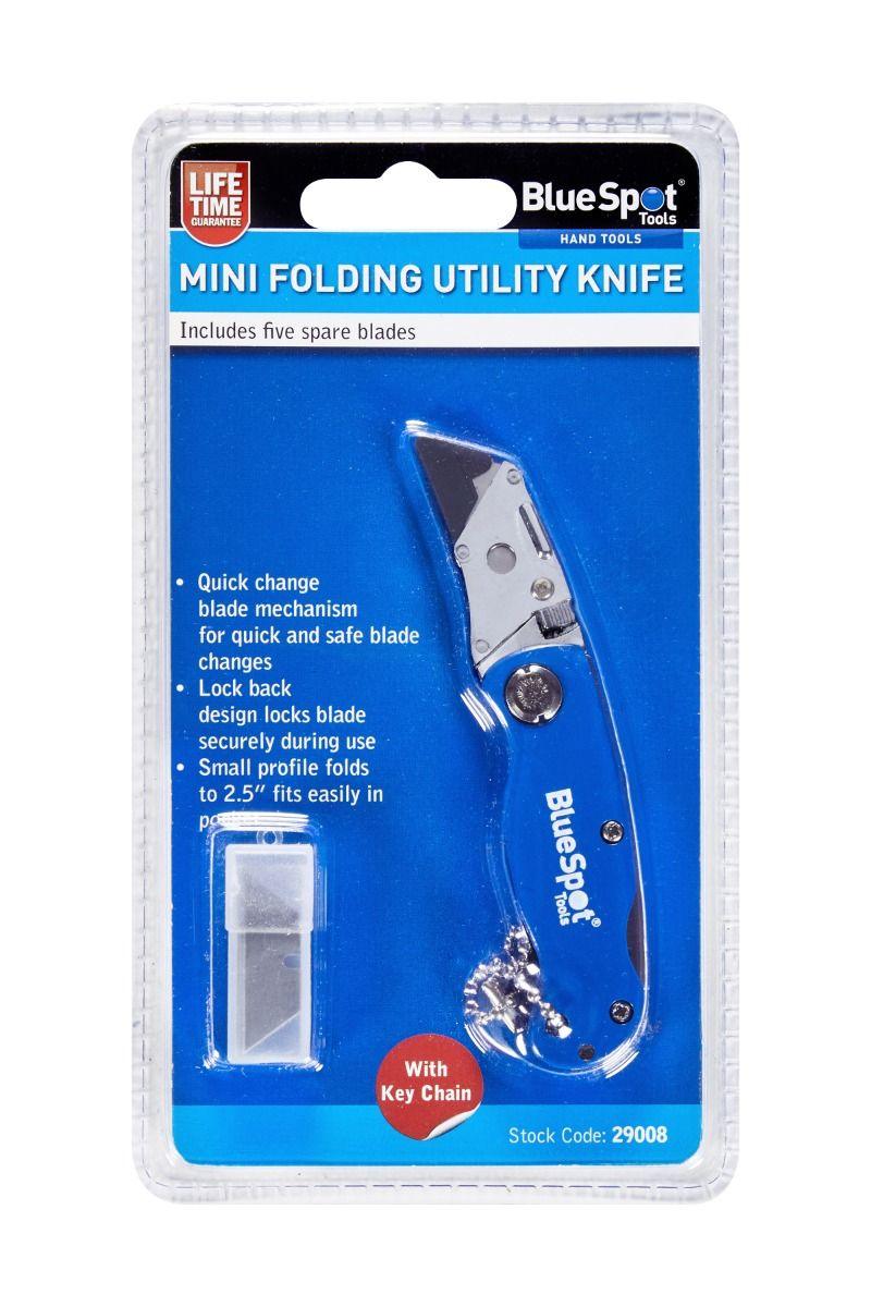 BLUE SPOT TOOLS MINI FOLDING UTILITY KNIFE WITH BLADES - Premium Hand Tools from BLUE SPOT - Just £6.99! Shop now at Bargain LAB