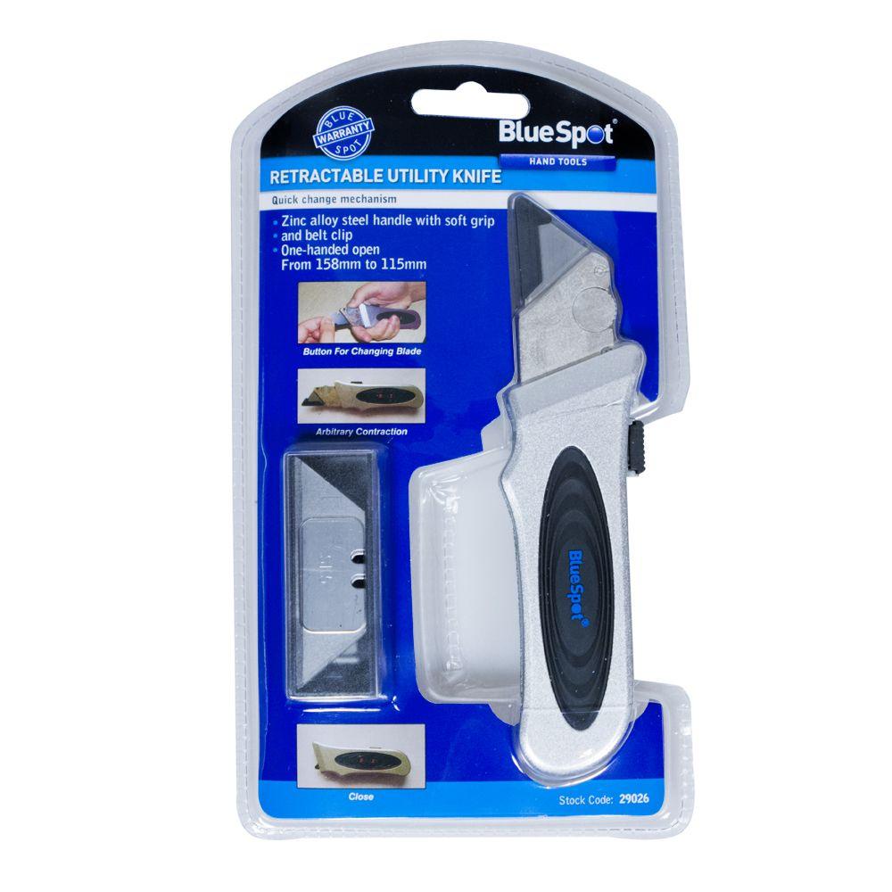 BLUE SPOT TOOLS SOFT GRIP RETRACTABLE UTILITY KNIFE - Premium Hand Tools from BLUE SPOT - Just £10.49! Shop now at Bargain LAB