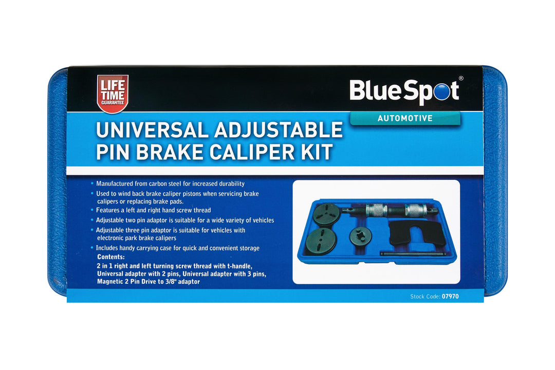 BLUE SPOT TOOLS UNIVERSAL ADJUSTABLE PIN BRAKE CALIPER KIT IN CASE - Premium Automotive from BLUE SPOT - Just £25.99! Shop now at Bargain LAB