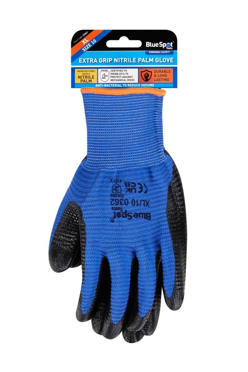 BLUE SPOT TOOLS XL EXTRA GRIP NITRILE PALM GLOVE - Premium Building Tools from BLUE SPOT - Just £4.19! Shop now at Bargain LAB
